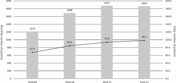 Figure 1: Number of patients visiting the Supportive Care Development Center