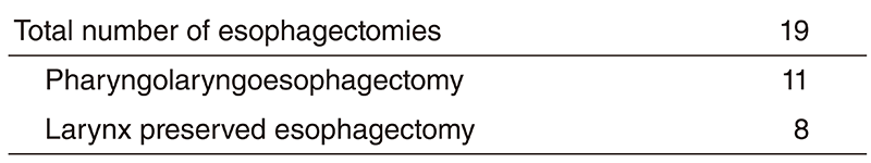 Table 2. Type of Procedures for cervical esophageal cancer(Full Size)
