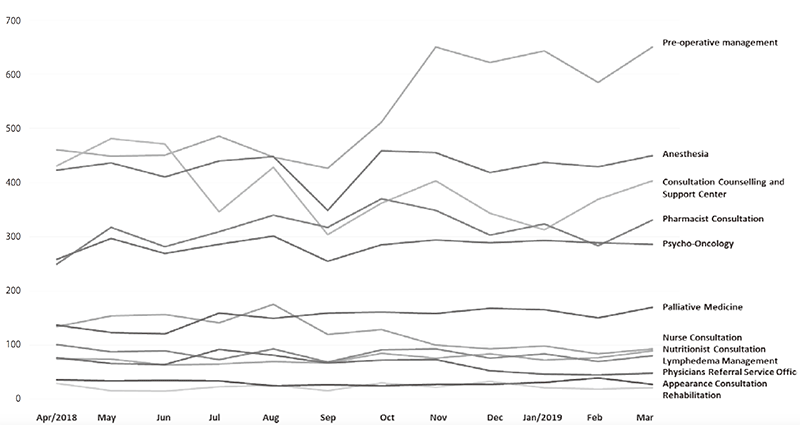 Figure 1. Activity of each program at the Supportive Care Development Center (number of patients)