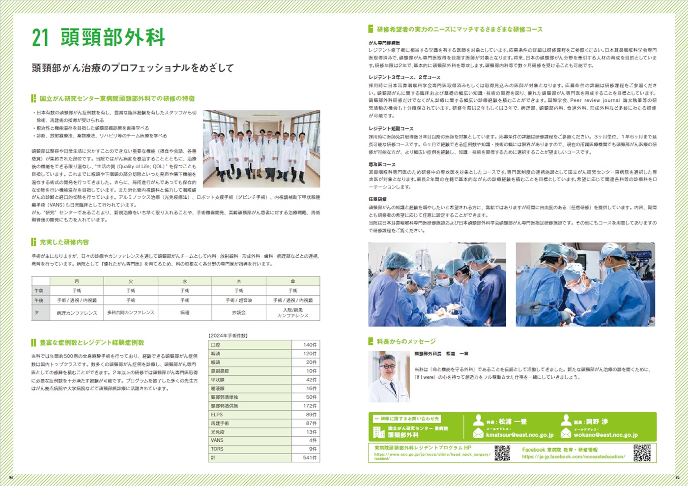募集要項の画像（頭頚部外科の概要）