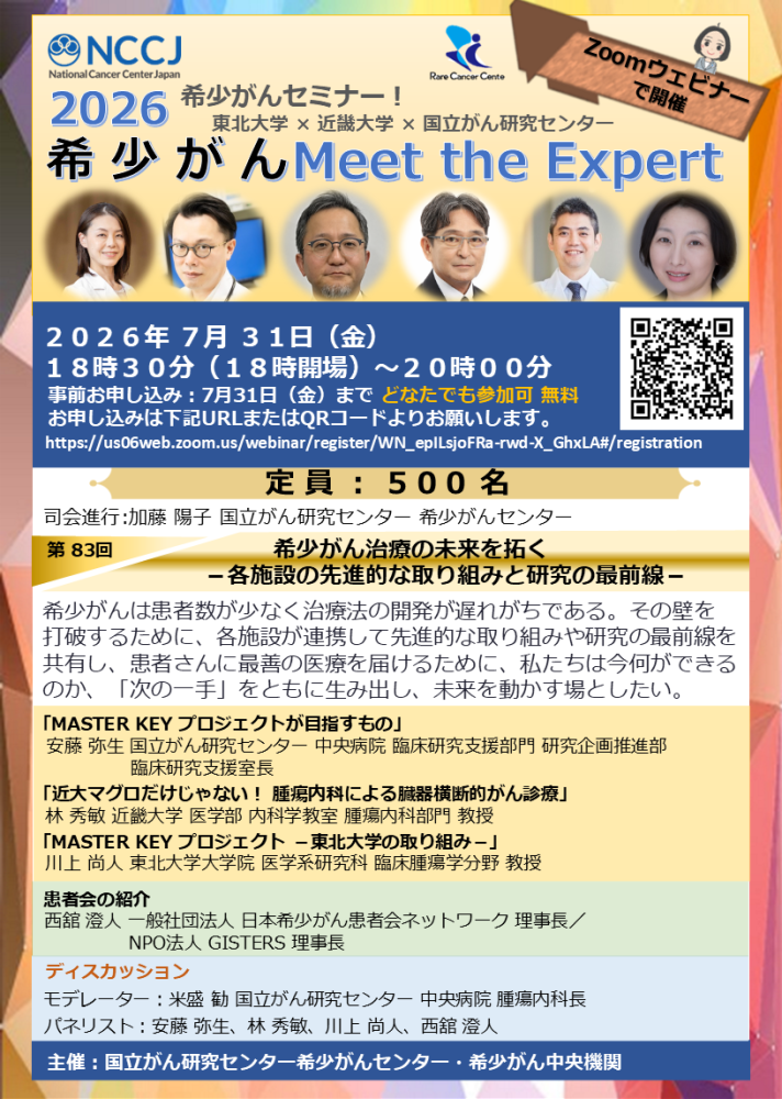 第83回 希少がん治療の未来を拓く −各施設の先進的な取り組みと研究の最前線−