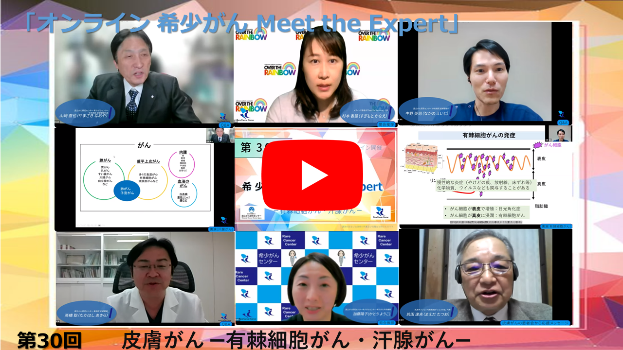 第30回 皮膚がん &mdash;有棘細胞がん・汗腺がん&mdash;「オンライン 希少がん Meet the Expert」