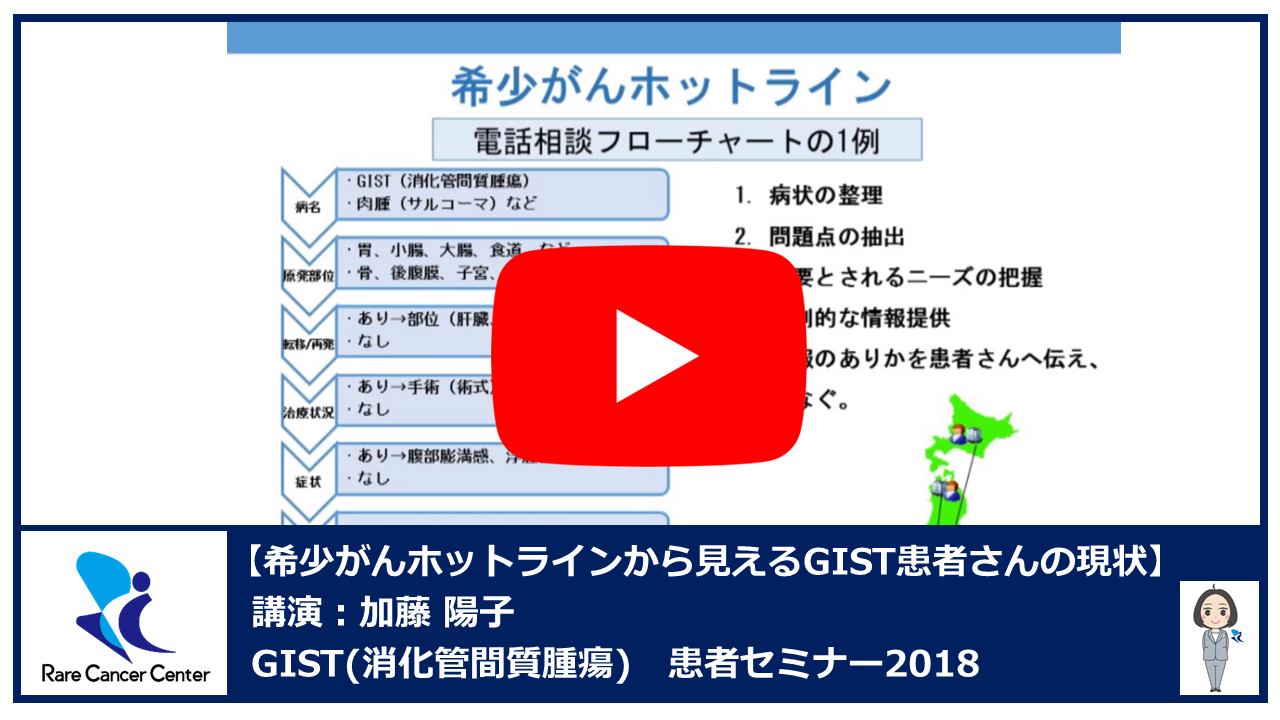 希少がんホットラインから見えるGIST患者さんの現状：加藤陽子2